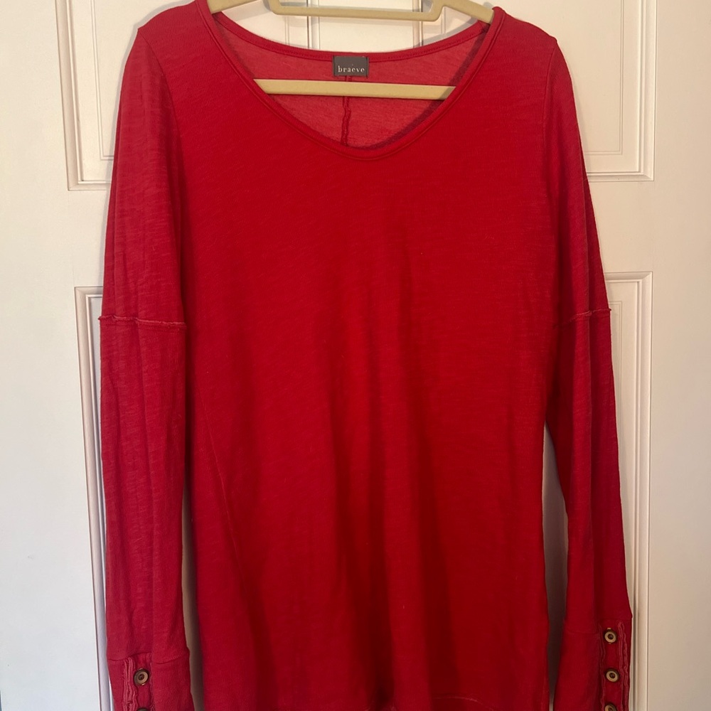Women's Red Long Sleeve Top